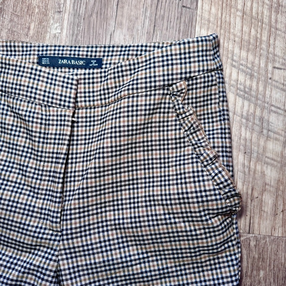 Zara High Waisted Plaid Skinny Pants